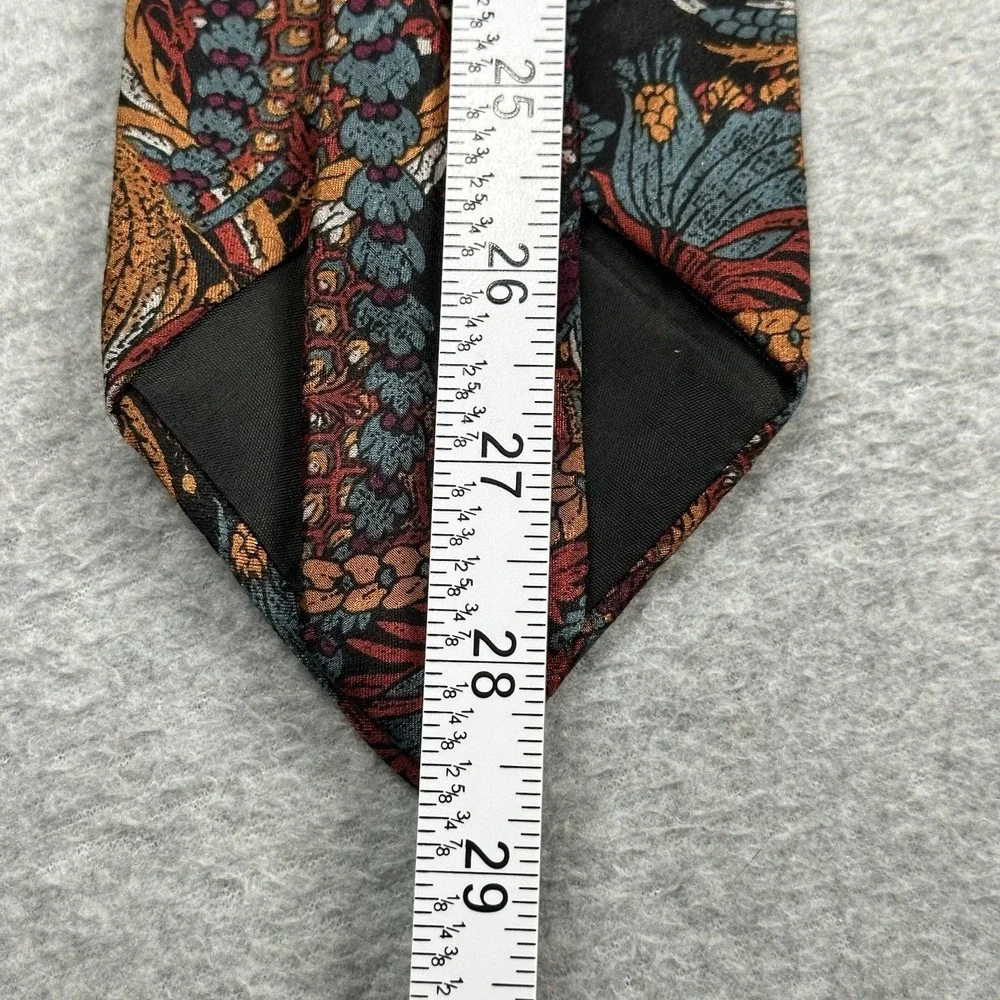 Vintage Rick Bennett Tie 100%‎ Silk Orange Abstract Floral Tropical Pattern USA